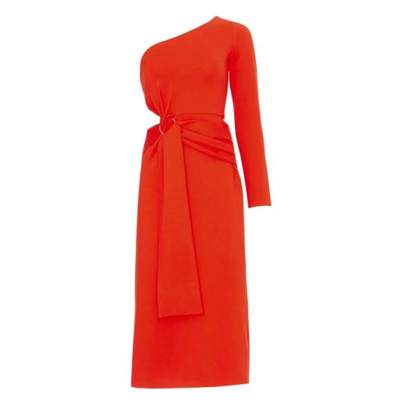 Revolve Alexis Orange Red Royale One Shoulder Cut-Out Midi Dress, M - Picture 3 of 13